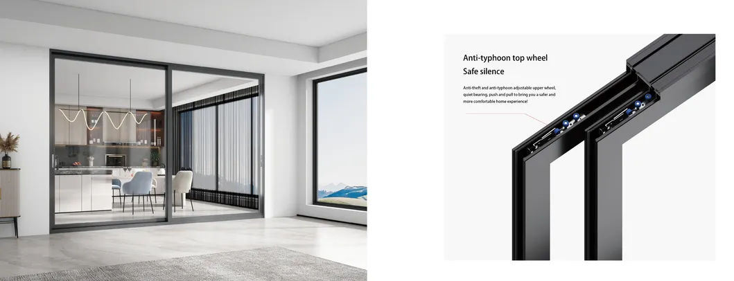 Commercial Storefront Doors and Windows Thermal Break Aluminum Commercial Sliding Door