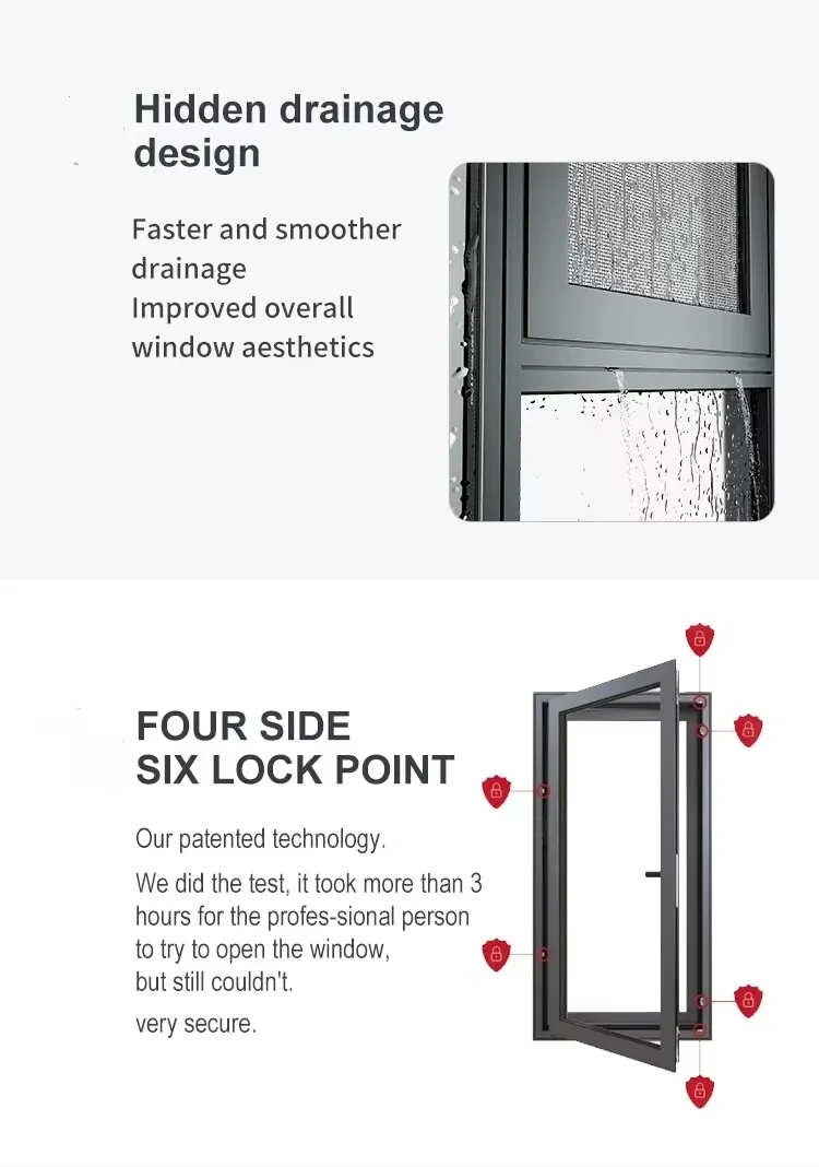 Hot Sale Modern Waterproof and Soundproof Top Hung Double Glazed Storm Aluminum Awning Windows