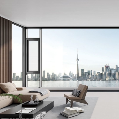 Modern Black Aluminium Windows Soundproof Anti Theft Aluminium Thermal Break Windows