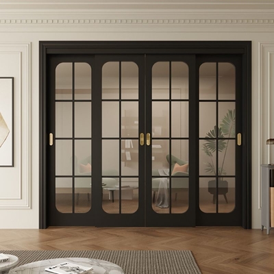 Composite Aluminium Sliding Glass Door French Style Aluminum Wood Door