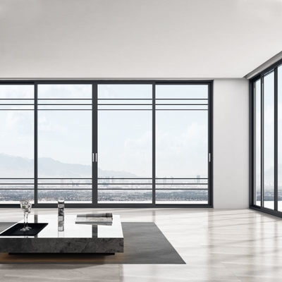 Custom Double Tempered Glass Window ,  Broken Bridge Aluminum Alloy Sliding Door