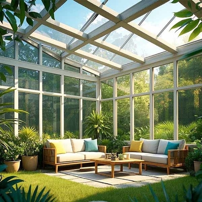 Comfortable Customized Sunbathing Room , Aluminum Alloy Sunshine Sunroom