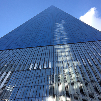 Double Glazed Glass Unitized Curtain Wall with Powder Coating and 2.5kpa Wind Pressure